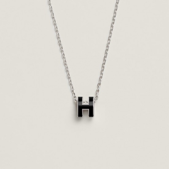 Hermes Pop H Pendant Necklace In Black