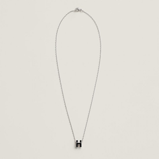 Hermes Pop H Pendant Necklace In Black