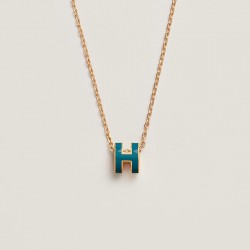 Hermes Pop H Pendant Necklace In Navy