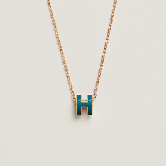 Hermes Pop H Pendant Necklace In Navy