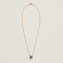 Hermes Pop H Pendant Necklace In Navy