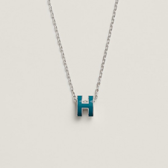 Hermes Pop H Pendant Necklace In Navy