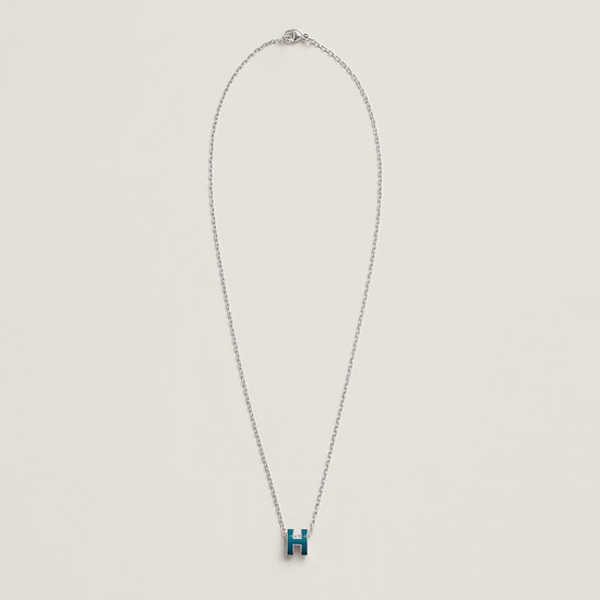 Hermes Pop H Pendant Necklace In Navy