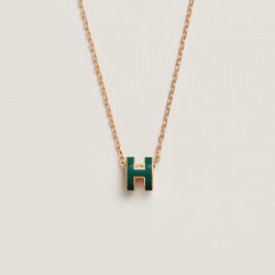 Hermes Pop H Pendant Necklace In Forest Green