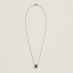 Hermes Pop H Pendant Necklace In Forest Green