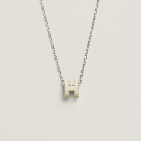 Hermes Pop H Pendant Necklace In Pale Yellow