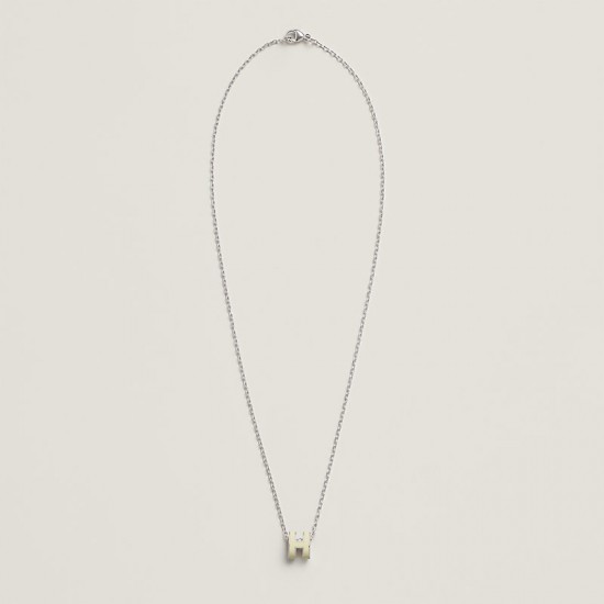 Hermes Pop H Pendant Necklace In Pale Yellow