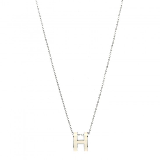 Hermes Pop H Pendant Necklace In Pale Yellow