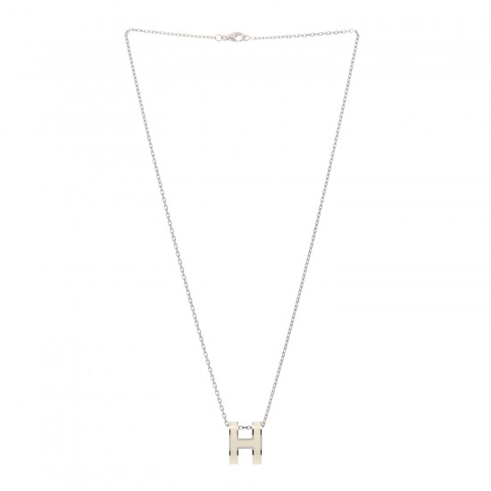 Hermes Pop H Pendant Necklace In Pale Yellow