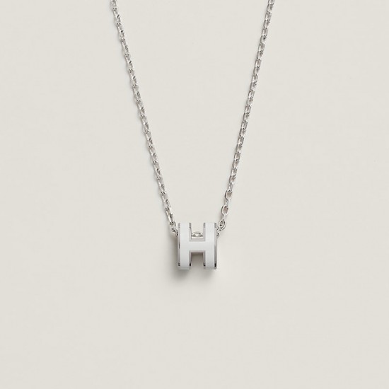 Hermes Pop H Pendant Necklace In White