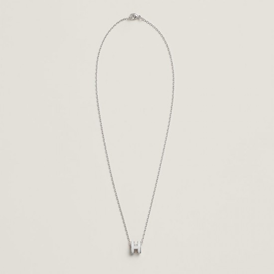 Hermes Pop H Pendant Necklace In White