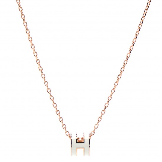 Hermes Pop H Pendant Necklace In White