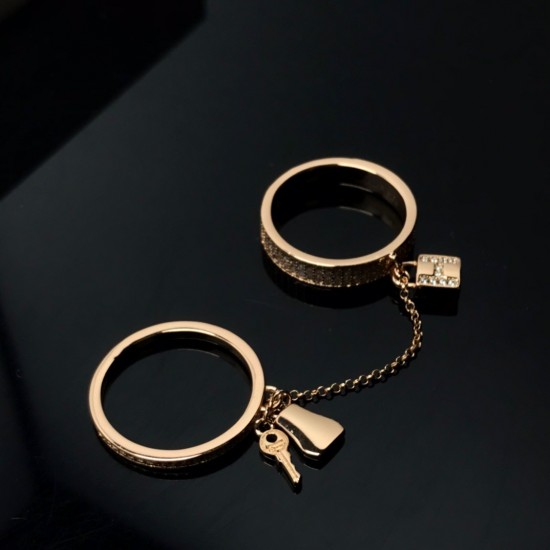 Hermes Lock and Key Ring With Rose Gold/Yellow Gold/White Gold Party Style Lady Jewelry