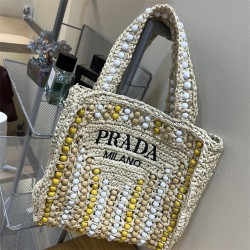 PRADA Shoulder Bags 001 Woven Tote Bag