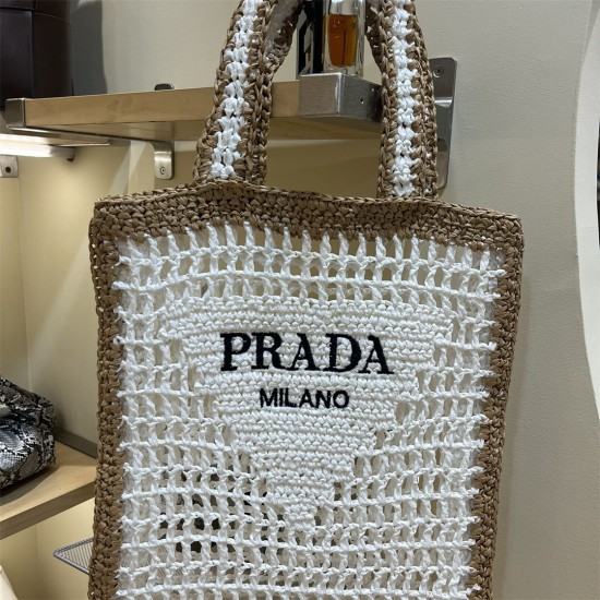 PRADA Shoulder Bags 010 Woven Tote Bag