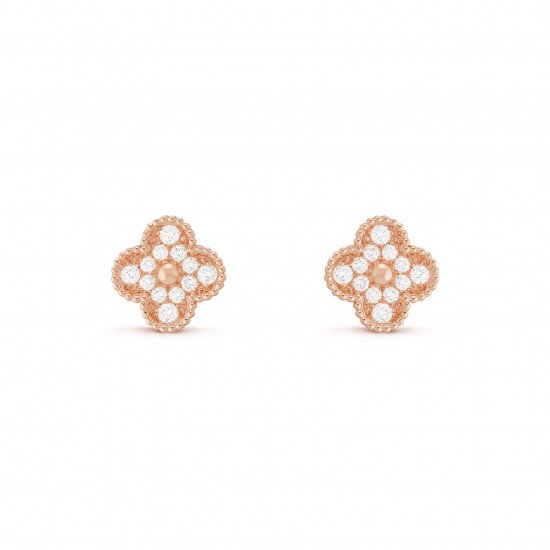 Van Cleef & Arpels Magic Alhambra Earrings With Pave Diamonds 3 Colors