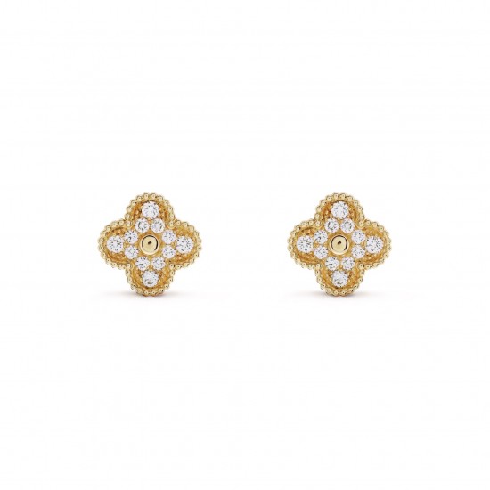 Van Cleef & Arpels Magic Alhambra Earrings With Pave Diamonds 3 Colors