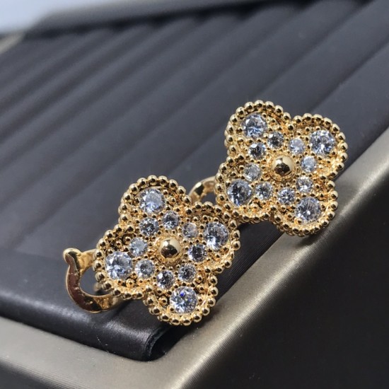 Van Cleef & Arpels Magic Alhambra Earrings With Pave Diamonds 3 Colors