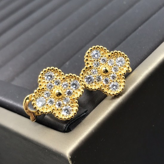 Van Cleef & Arpels Magic Alhambra Earrings With Pave Diamonds 3 Colors