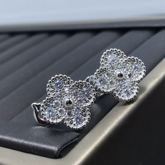 Van Cleef & Arpels Magic Alhambra Earrings With Pave Diamonds 3 Colors