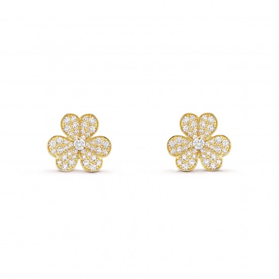 Van Cleef & Arpels Frivole Earrings With Pave Diamond 3 Colors