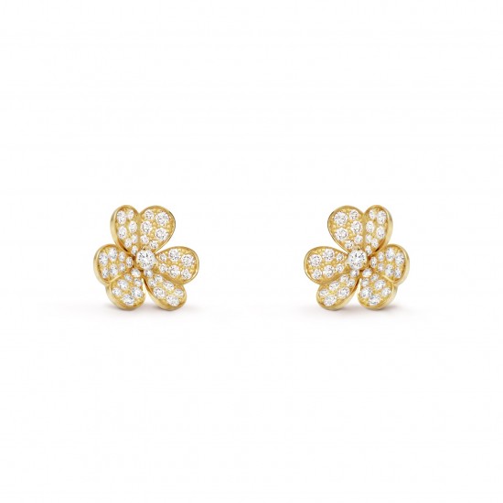 Van Cleef & Arpels Frivole Earrings With Pave Diamond 3 Colors