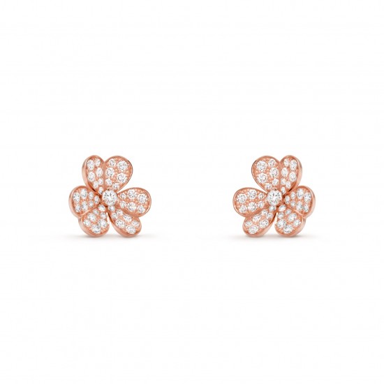 Van Cleef & Arpels Frivole Earrings With Pave Diamond 3 Colors