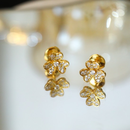 Van Cleef & Arpels Frivole Earrings With Pave Diamond 3 Colors Mini