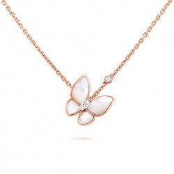 Van Cleef & Arpels Two Butterfly Pendant Mother-of-pearl With Diamond in Rose Gold