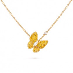 Van Cleef & Arpels Two Butterfly Pendant With Diamonds Yellow Gold