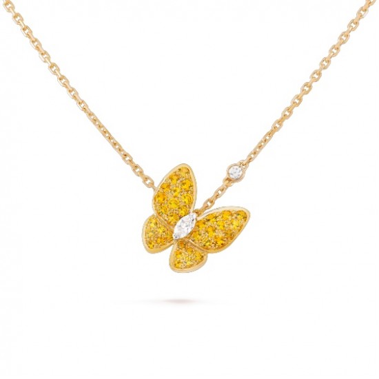 Van Cleef & Arpels Two Butterfly Pendant With Diamonds Yellow Gold