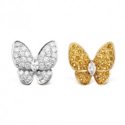 Van Cleef & Arpels Two Butterfly Pendant With Diamonds Yellow Gold