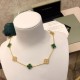 Van Cleef & Arpels Vintage Alhambra Necklace, 10 Motifs With Pave Diamonds And Mother-of-pearl