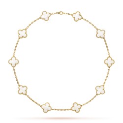 Van Cleef & Arpels Vintage Alhambra Necklace, 10 Motifs With White Mother-of-pearl