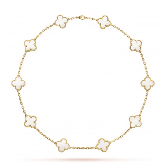 Van Cleef & Arpels Vintage Alhambra Necklace, 10 Motifs With White Mother-of-pearl