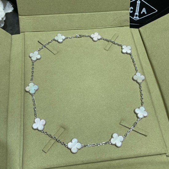 Van Cleef & Arpels Vintage Alhambra Necklace, 10 Motifs With White Mother-of-pearl