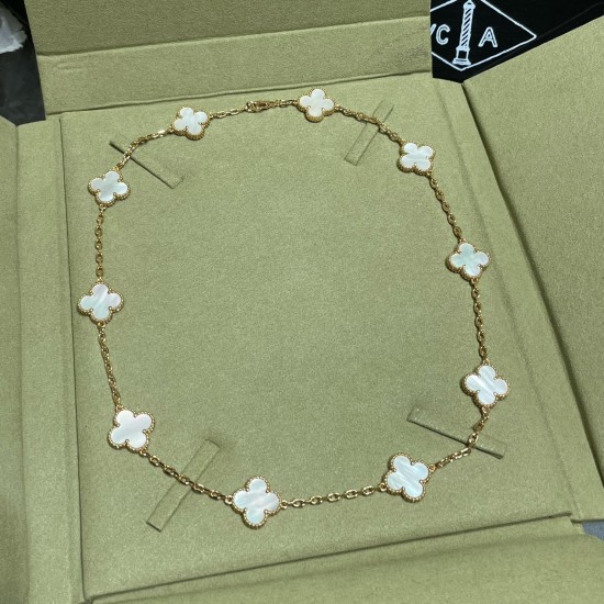 Van Cleef & Arpels Vintage Alhambra Necklace, 10 Motifs With White Mother-of-pearl