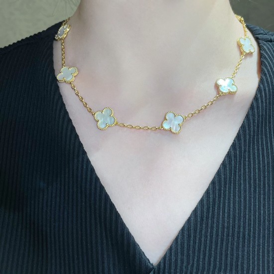 Van Cleef & Arpels Vintage Alhambra Necklace, 10 Motifs With White Mother-of-pearl