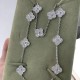 Van Cleef & Arpels Vintage Alhambra Necklace, 10 Motifs With Pave Diamonds