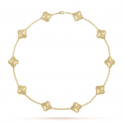 Van Cleef & Arpels Vintage Alhambra Necklace, 10 Motifs Guilloche in Yellow Gold