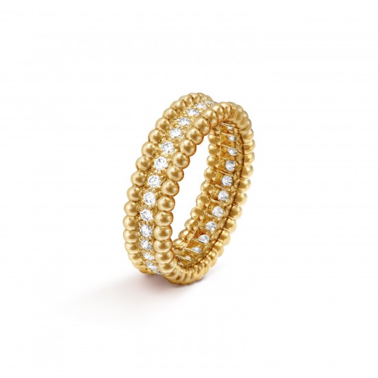 Van Cleef & Arpels Perlee Clovers Hoop Rings with Pave Diamonds