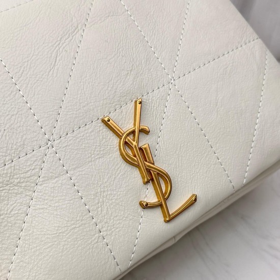 YSL Jamie 4.3 Quilted Leather Shoulder Bag in White