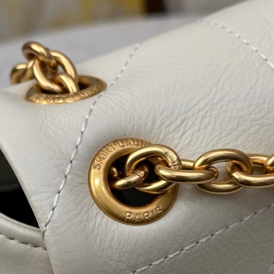 YSL Jamie 4.3 Quilted Leather Shoulder Bag in White