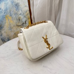 YSL Jamie 4.3 Small Quilted Leather Shoulder Bag in White