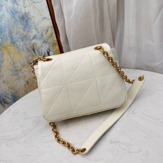 YSL Jamie 4.3 Small Quilted Leather Shoulder Bag in White