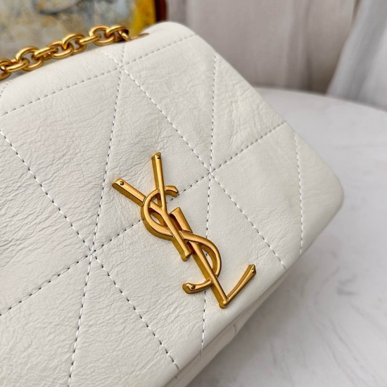 YSL Jamie 4.3 Small Quilted Leather Shoulder Bag in White