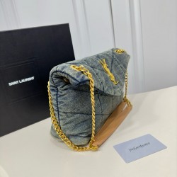 YSL Loulou Puffer Shoulder Bag Quilted Vintage Denim