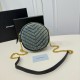 YSL Round Quilted Denim Crossbody Bag