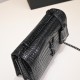 YSL Sunset Monogram Croc-Embossed Leather Shoulder Bag