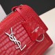 YSL Sunset Monogram Croc-Embossed Leather Shoulder Bag